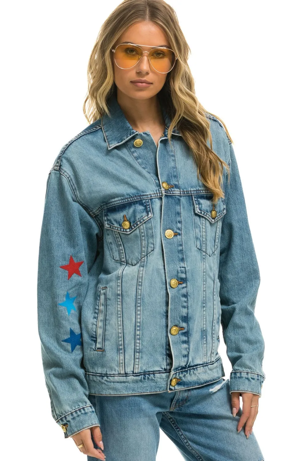Denim | Denim | Aviator Nation STOKED OVERSIZED CONCERT DENIM JACKET - VINTAGE