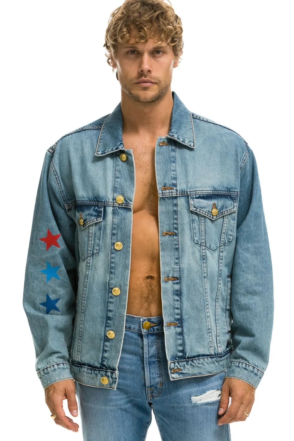 Denim | Denim | Aviator Nation STOKED OVERSIZED CONCERT DENIM JACKET - VINTAGE