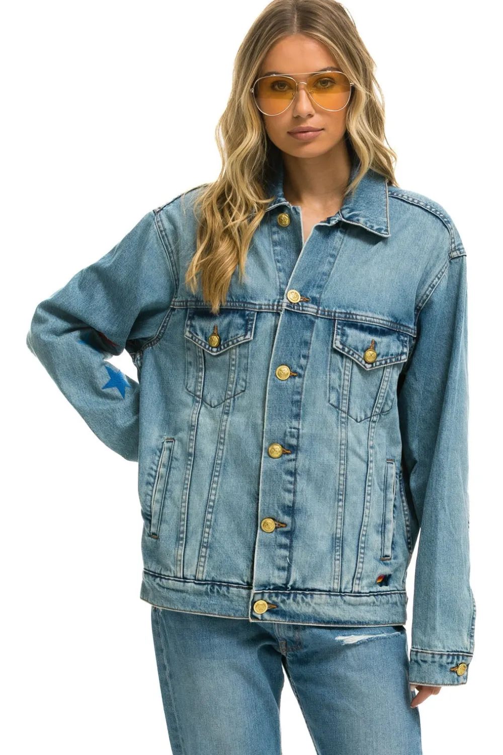 Denim | Denim | Aviator Nation STOKED OVERSIZED CONCERT DENIM JACKET - VINTAGE