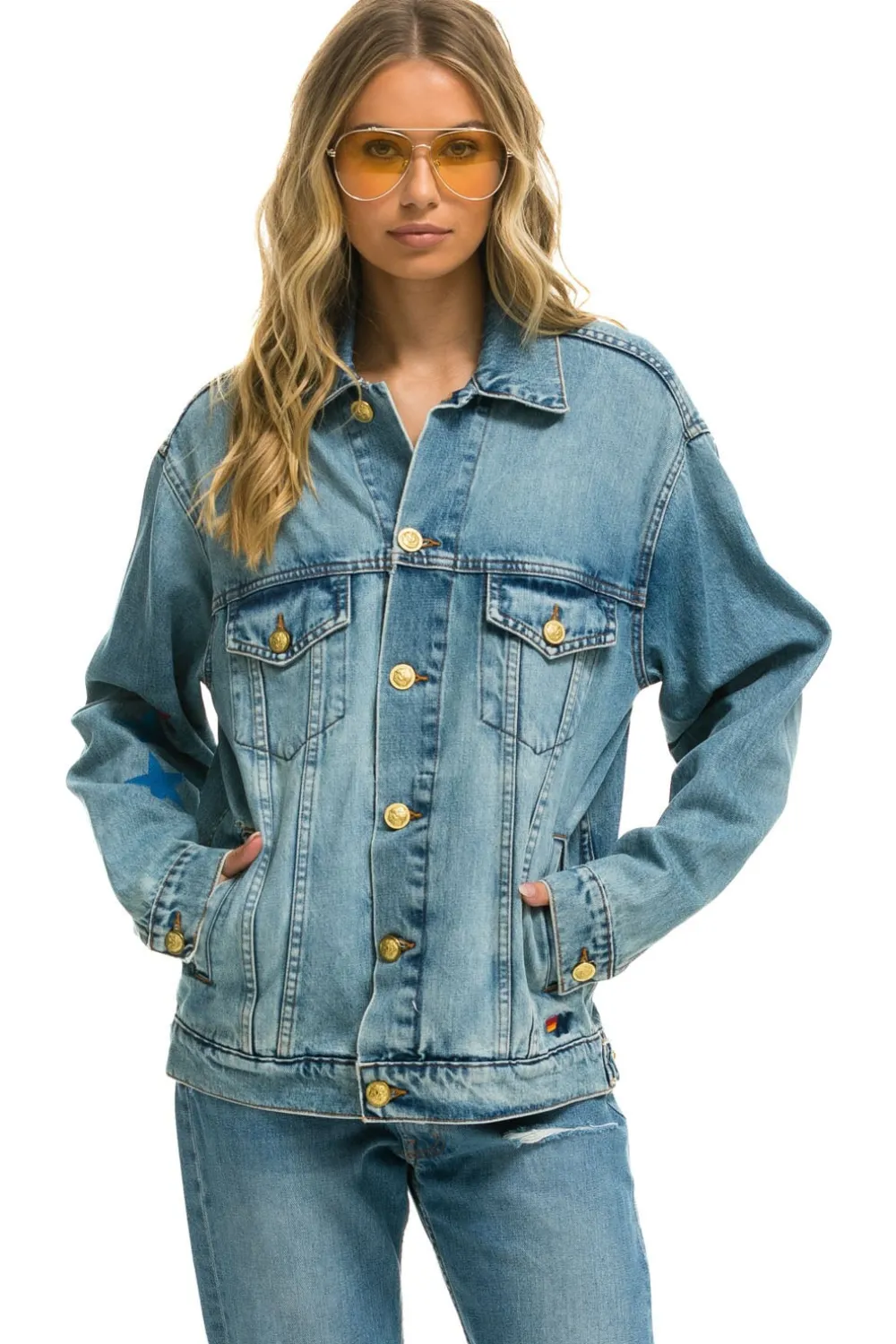 Denim | Denim | Aviator Nation STOKED OVERSIZED CONCERT DENIM JACKET - VINTAGE