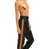Sweatpants | Aviator Nation 5 STRIPE HI RISE WIND PANT - BLACK