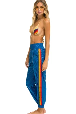 Sweatpants | Aviator Nation 5 STRIPE HI RISE WIND PANT - SNORKEL BLUE SNORKELBLUE