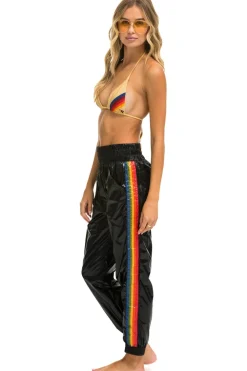 Sweatpants | Aviator Nation 5 STRIPE HI RISE WIND PANT - BLACK