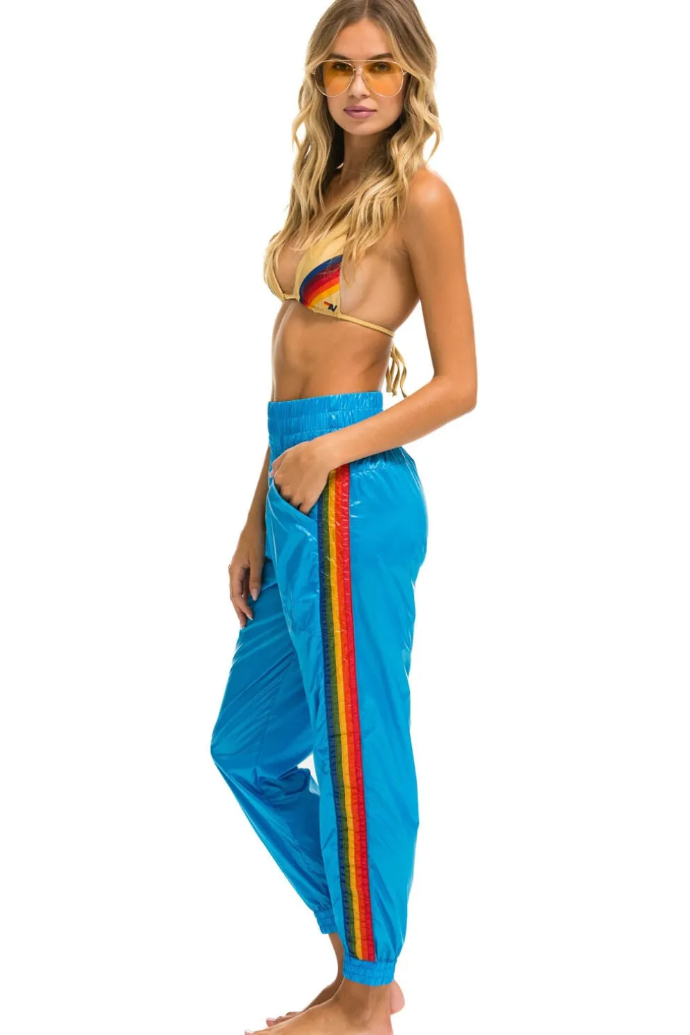 Sweatpants | Aviator Nation 5 STRIPE HI RISE WIND PANT - DRESDEN