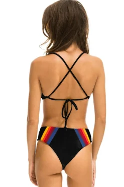 Swim Bottoms | Aviator Nation 5 STRIPE HI-WAISTED BIKINI BOTTOMS - BLACK