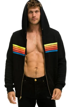 Hoodies | Hoodies | Aviator Nation 5 STRIPE HOODIE - BLACK // NEON RAINBOW BLACK//NEONRAINBOW