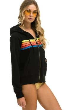 Hoodies | Hoodies | Aviator Nation 5 STRIPE HOODIE - BLACK // NEON RAINBOW BLACK//NEONRAINBOW