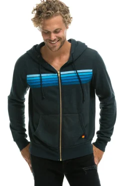 Hoodies | Hoodies | Aviator Nation 5 STRIPE HOODIE - CHARCOAL // BLUE CHARCOAL//BLUE