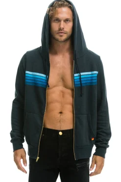 Hoodies | Hoodies | Aviator Nation 5 STRIPE HOODIE - CHARCOAL // BLUE CHARCOAL//BLUE