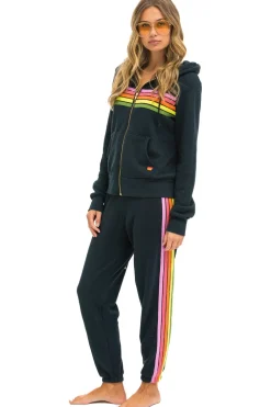 Hoodies | Hoodies | Aviator Nation 5 STRIPE HOODIE - CHARCOAL // PINK // GREEN CHARCOAL//PINK//GREEN
