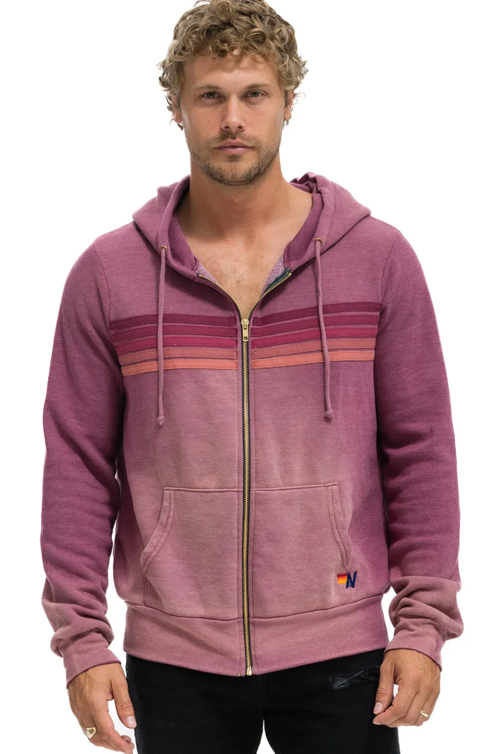Hoodies | Hoodies | Aviator Nation 5 STRIPE HOODIE - FADED BERRY FADEDBERRY