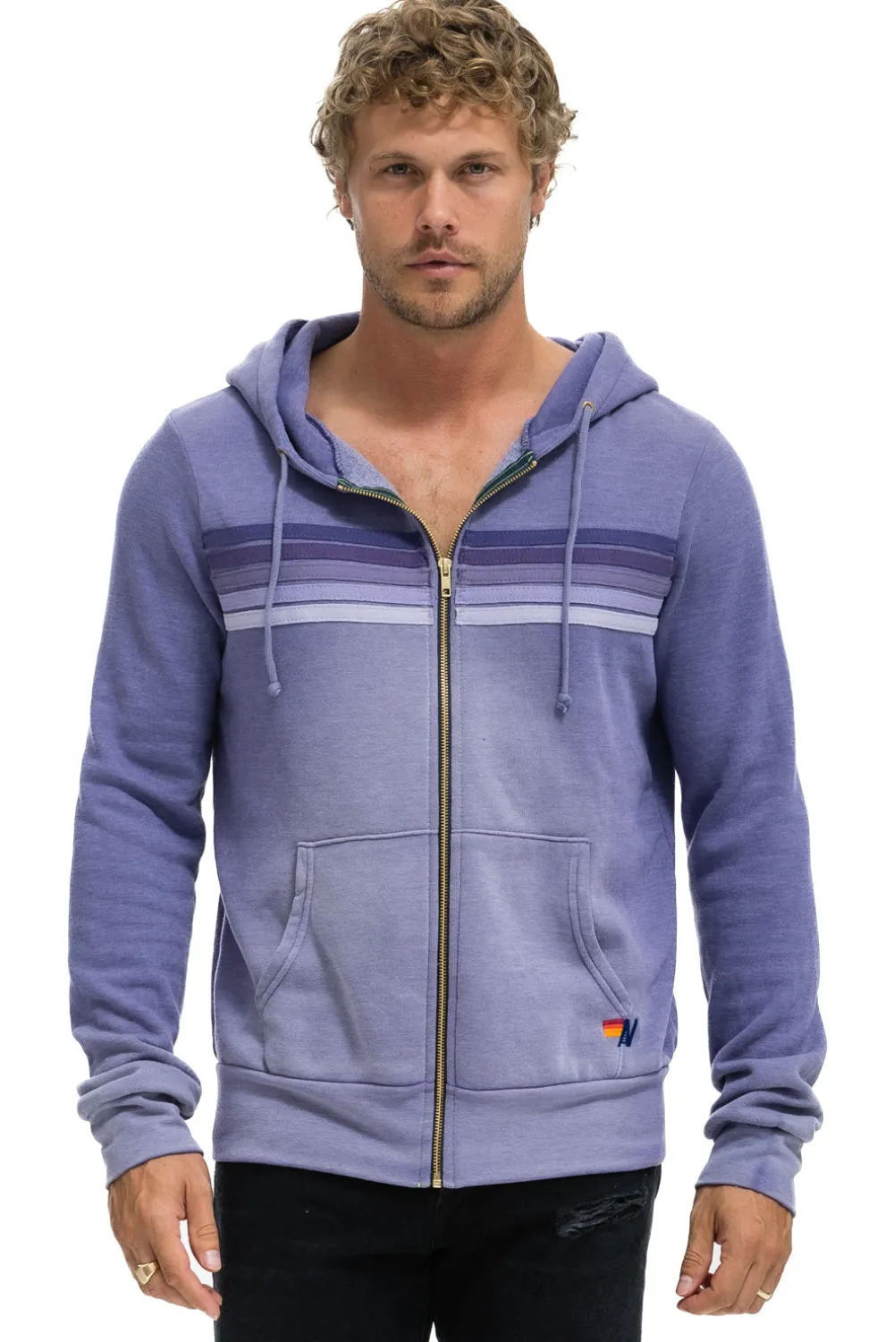 Hoodies | Hoodies | Aviator Nation 5 STRIPE HOODIE - FADED GRAPE FADEDGRAPE