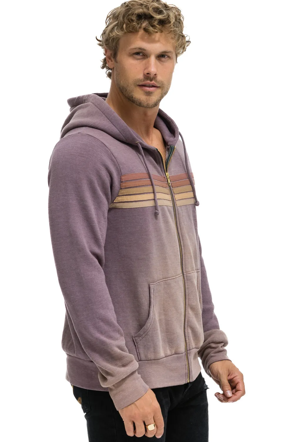 Hoodies | Hoodies | Aviator Nation 5 STRIPE HOODIE - FADED MOCHA FADEDMOCHA