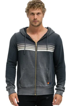 Hoodies | Hoodies | Aviator Nation 5 STRIPE HOODIE - FADED SMOKE FADEDSMOKE