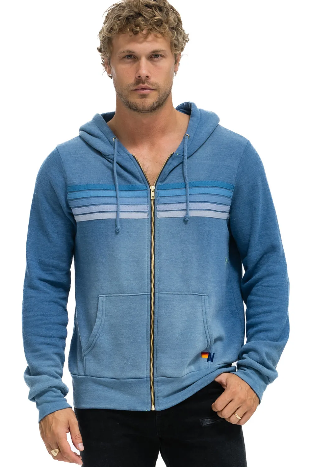 Hoodies | Hoodies | Aviator Nation 5 STRIPE HOODIE - FADED WATER FADEDWATER