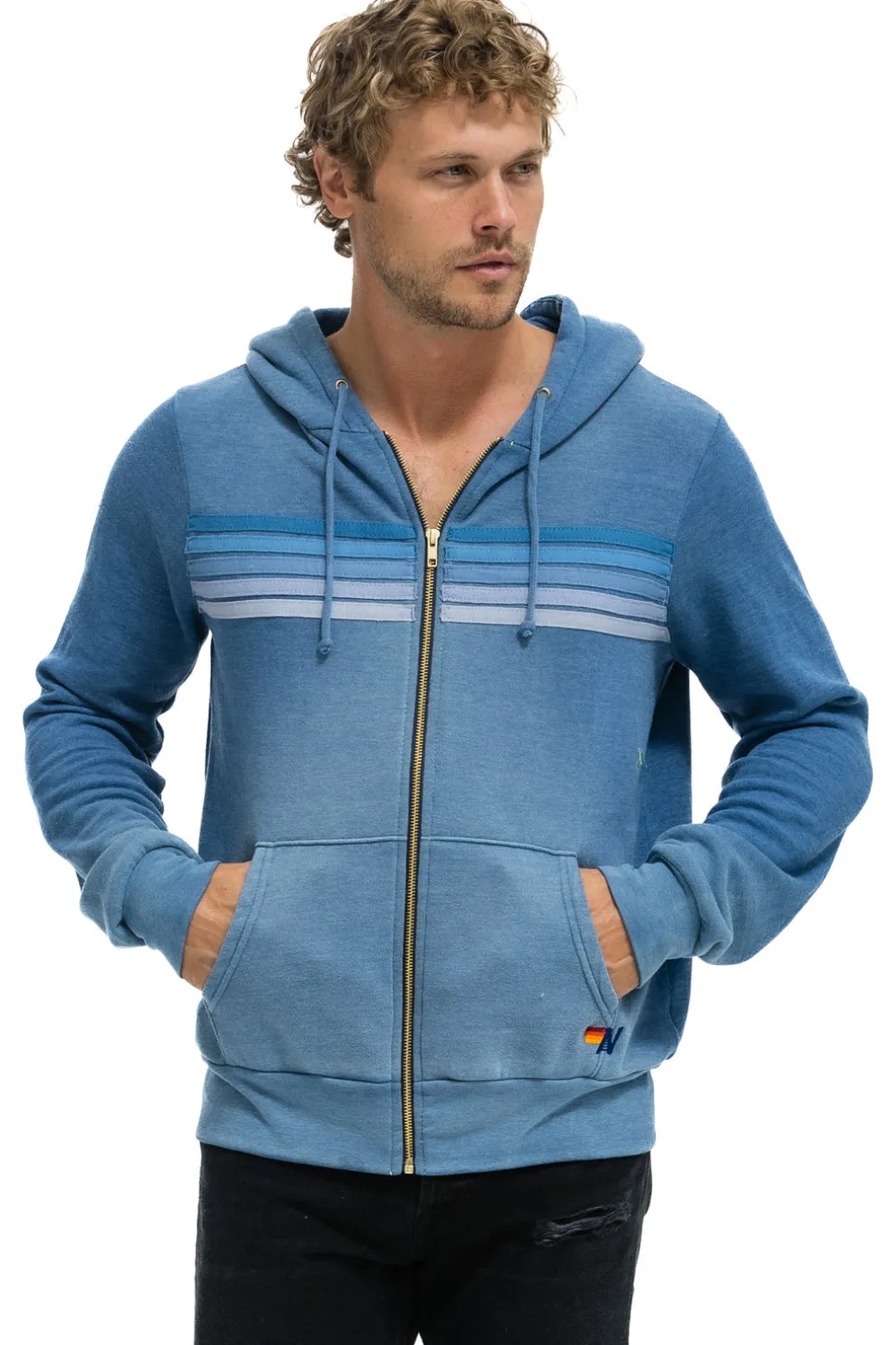 Hoodies | Hoodies | Aviator Nation 5 STRIPE HOODIE - FADED WATER FADEDWATER