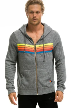 Hoodies | Hoodies | Aviator Nation 5 STRIPE HOODIE - HEATHER GREY // NEON RAINBOW HEATHERGREY//NEONRAINBOW