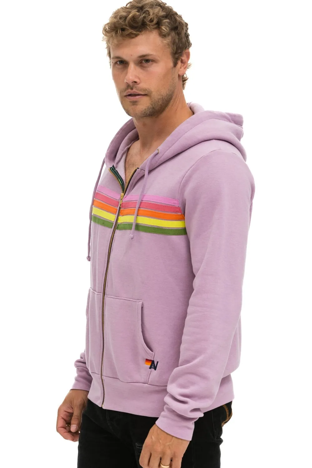 Hoodies | Hoodies | Aviator Nation 5 STRIPE HOODIE - MAUVE // PINK // GREEN MAUVE//PINK//GREEN