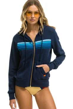 Hoodies | Hoodies | Aviator Nation 5 STRIPE HOODIE - NAVY // BLUE NAVY//BLUE