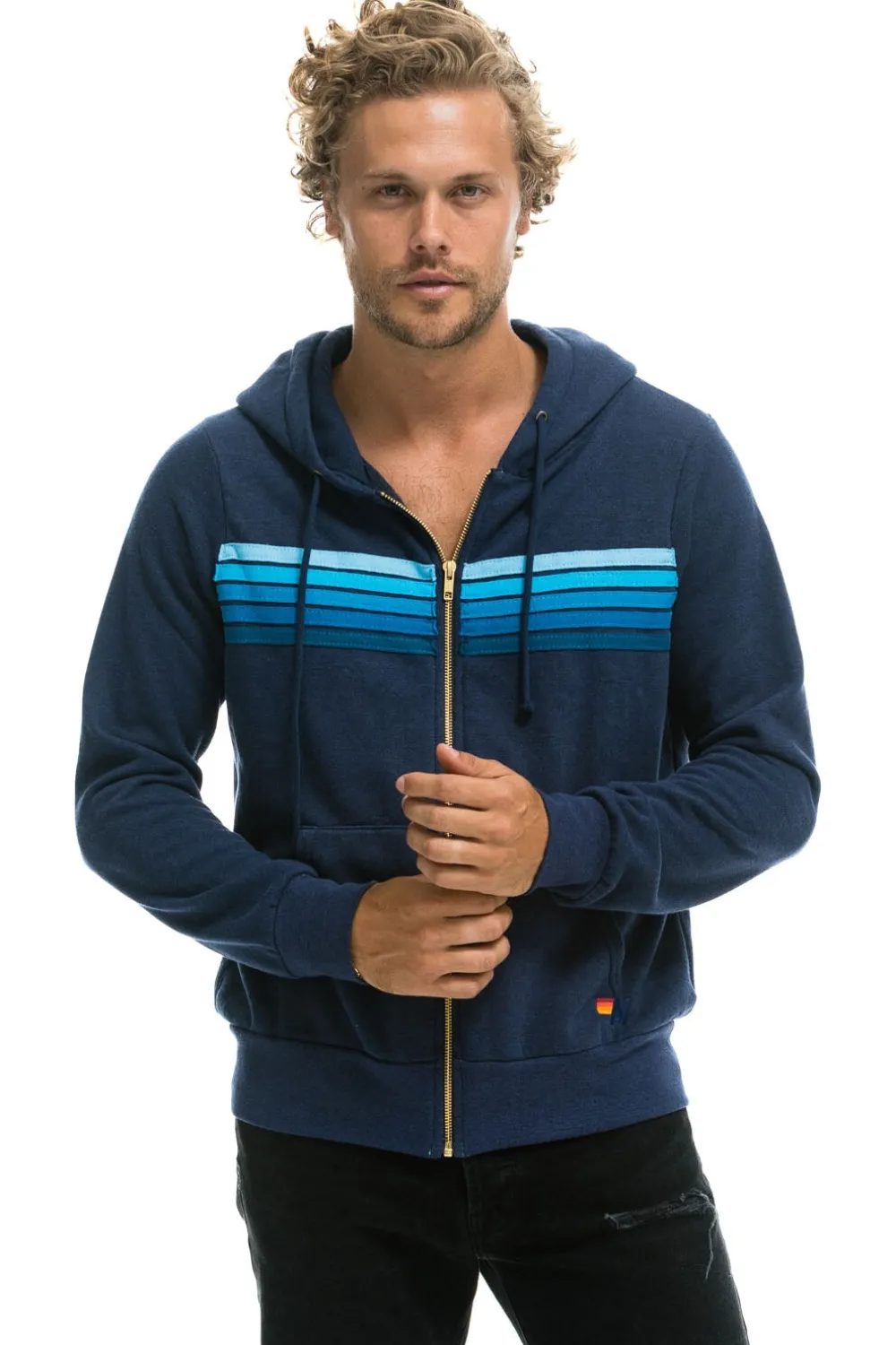 Hoodies | Hoodies | Aviator Nation 5 STRIPE HOODIE - NAVY // BLUE NAVY//BLUE
