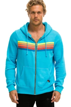 Hoodies | Hoodies | Aviator Nation 5 STRIPE HOODIE - NEON BLUE // NEON RAINBOW NEONBLUE//NEONRAINBOW