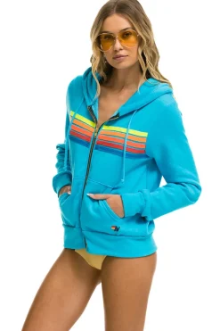 Hoodies | Hoodies | Aviator Nation 5 STRIPE HOODIE - NEON BLUE // NEON RAINBOW NEONBLUE//NEONRAINBOW