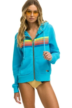 Hoodies | Hoodies | Aviator Nation 5 STRIPE HOODIE - NEON BLUE // NEON RAINBOW NEONBLUE//NEONRAINBOW