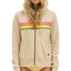 Hoodies | Hoodies | Aviator Nation 5 STRIPE HOODIE - SAND // PINK // GREEN SAND//PINK//GREEN