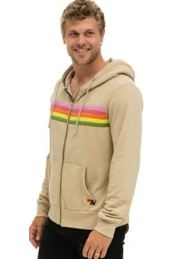 Hoodies | Hoodies | Aviator Nation 5 STRIPE HOODIE - SAND // PINK // GREEN SAND//PINK//GREEN