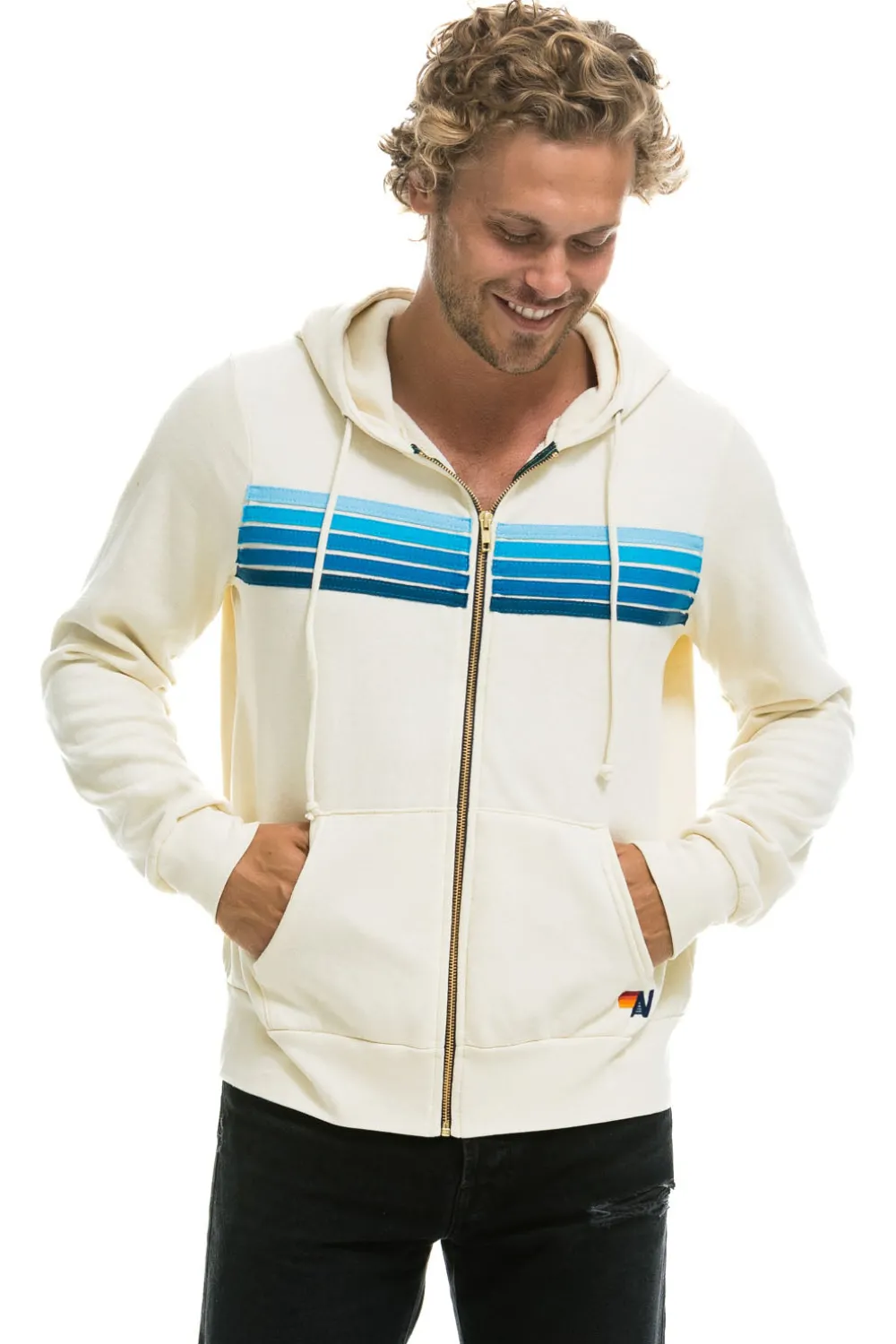 Hoodies | Hoodies | Aviator Nation 5 STRIPE HOODIE - VINTAGE WHITE // BLUE VINTAGEWHITE//BLUE