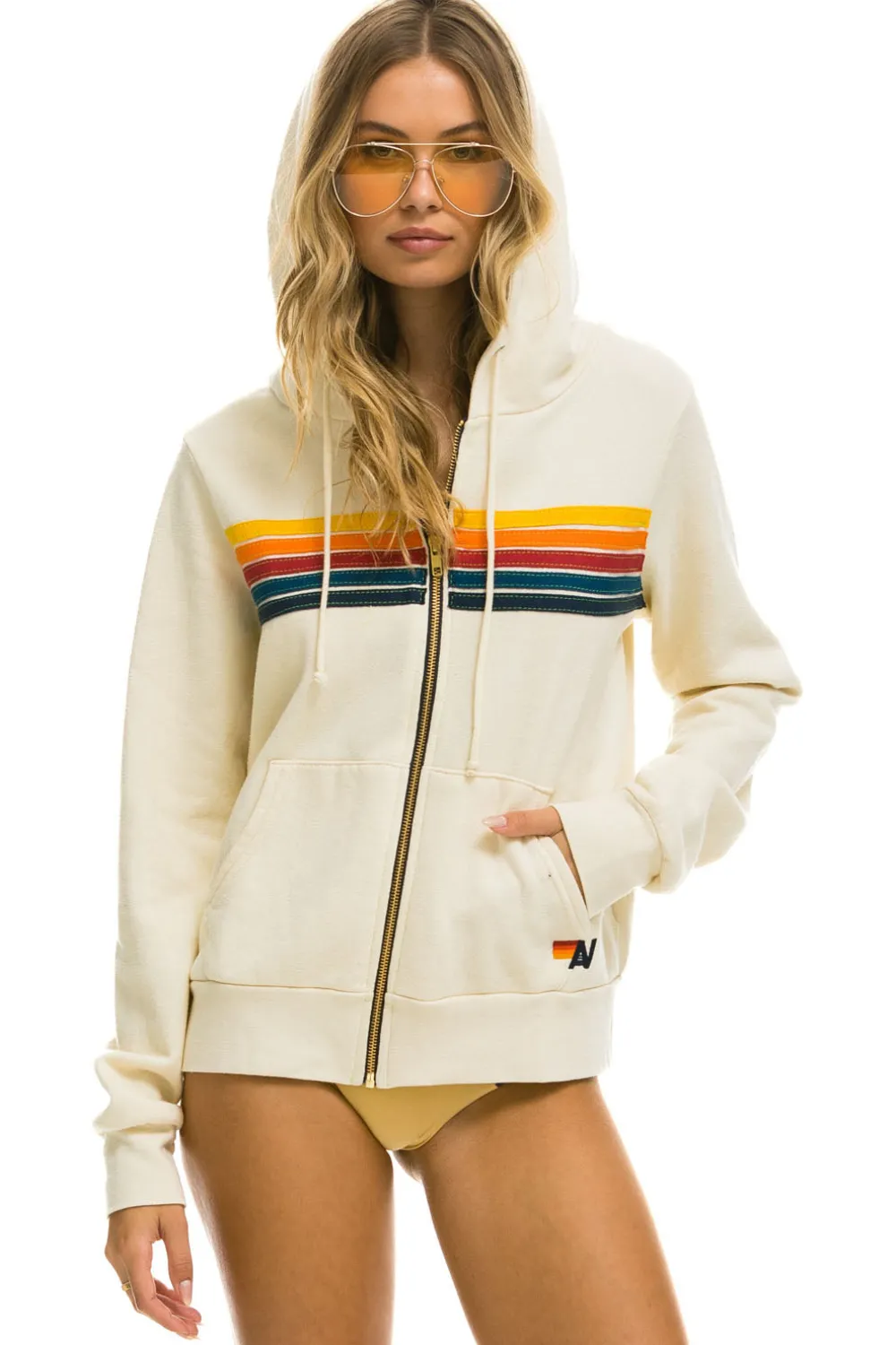Hoodies | Hoodies | Aviator Nation 5 STRIPE HOODIE - VINTAGE WHITE VINTAGEWHITE