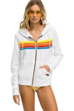 Hoodies | Hoodies | Aviator Nation 5 STRIPE HOODIE - WHITE // NEON RAINBOW WHITE//NEONRAINBOW