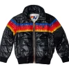Kid's Outerwear | Aviator Nation 5 STRIPE KIDS TRAVELER JACKET - BLACK GLOSSY BLACKGLOSSY