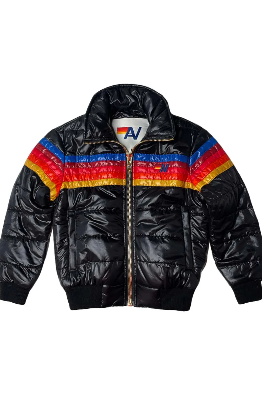 Kid's Outerwear | Aviator Nation 5 STRIPE KIDS TRAVELER JACKET - BLACK GLOSSY BLACKGLOSSY