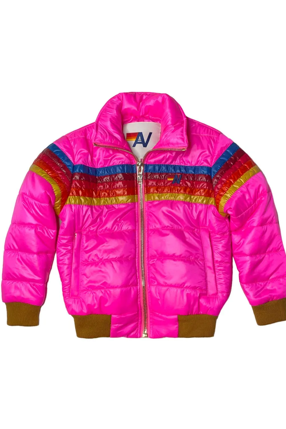 Kid's Outerwear | Aviator Nation 5 STRIPE KIDS TRAVELER JACKET - NEON PINK GLOSSY NEONPINKGLOSSY