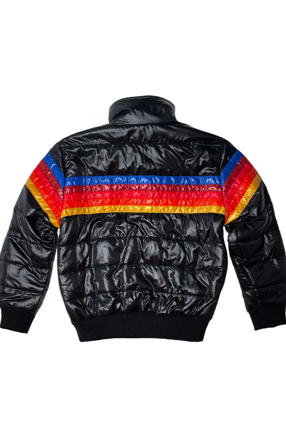 Kid's Outerwear | Aviator Nation 5 STRIPE KIDS TRAVELER JACKET - BLACK GLOSSY BLACKGLOSSY