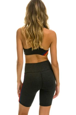 Activewear | Activewear | Aviator Nation 5 STRIPE RAINBOW 8 IN INSEAM HI-RISE BIKER SHORT - CHARCOAL
