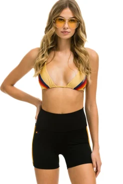 Activewear | Activewear | Aviator Nation 5 STRIPE RAINBOW 4 INCH HI-RISE BIKER SHORT - BLACK