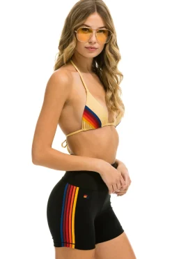 Activewear | Activewear | Aviator Nation 5 STRIPE RAINBOW 4 INCH HI-RISE BIKER SHORT - BLACK