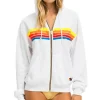 Hoodies | Hoodies | Aviator Nation 5 STRIPE RELAXED ZIP HOODIE - WHITE // NEON RAINBOW WHITE//NEONRAINBOW