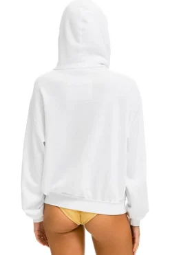 Hoodies | Hoodies | Aviator Nation 5 STRIPE RELAXED ZIP HOODIE - WHITE // NEON RAINBOW WHITE//NEONRAINBOW