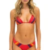 Swim Bottoms | Aviator Nation 5 STRIPE SCRUNCH BIKINI BOTTOMS - RED
