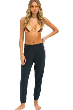 Sweatpants | Aviator Nation 5 STRIPE SWEATPANTS - CHARCOAL // PINK // GREEN CHARCOAL//PINK//GREEN