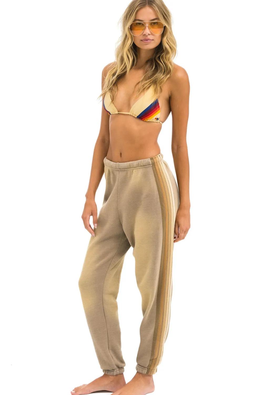 Sweatpants | Aviator Nation 5 STRIPE SWEATPANTS - FADED TAN FADEDTAN