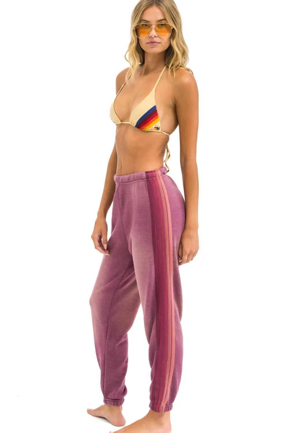 Sweatpants | Aviator Nation 5 STRIPE SWEATPANTS - FADED BERRY FADEDBERRY