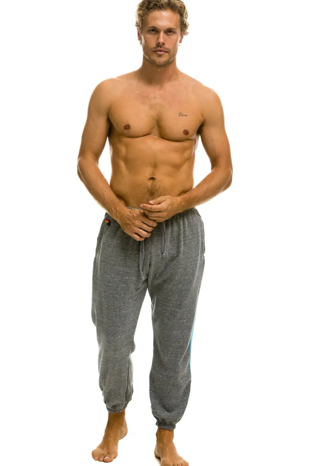 Sweatpants | Aviator Nation 5 STRIPE SWEATPANTS - HEATHER GREY // BLUE HEATHERGREY//BLUE