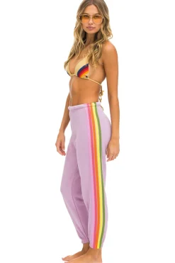 Sweatpants | Aviator Nation 5 STRIPE SWEATPANTS - MAUVE // PINK // GREEN MAUVE//PINK//GREEN