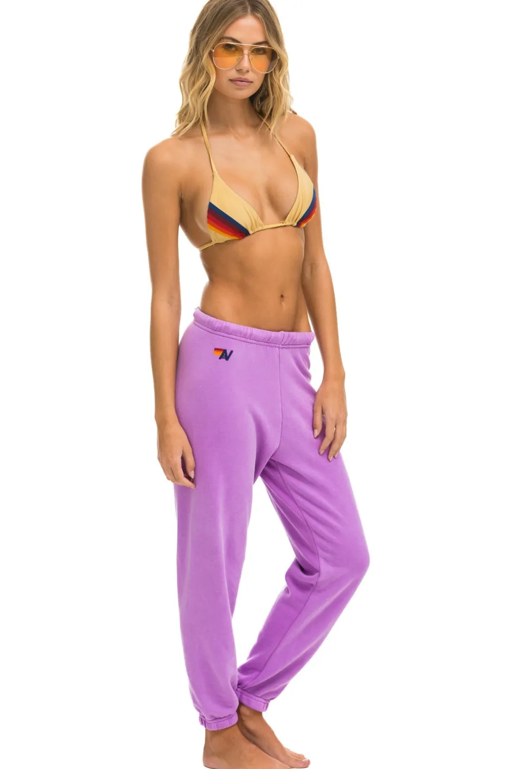 Sweatpants | Aviator Nation 5 STRIPE SWEATPANTS - NEON PURPLE // PINK PURPLE NEONPURPLE//PINKPURPLE
