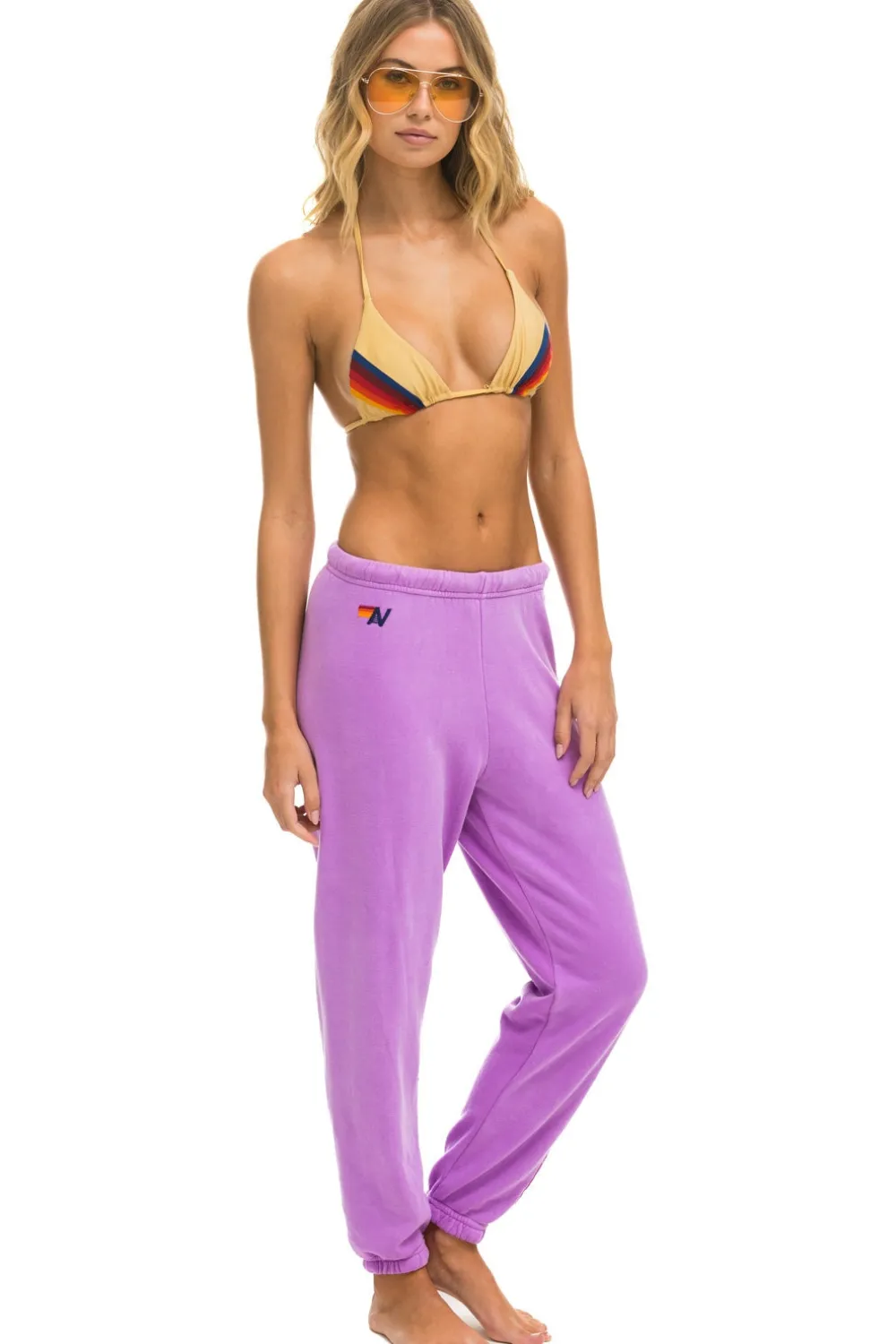 Sweatpants | Aviator Nation 5 STRIPE SWEATPANTS - NEON PURPLE // PINK NEONPURPLE//PINK