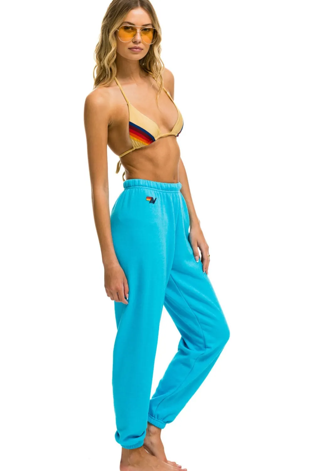 Sweatpants | Aviator Nation 5 STRIPE SWEATPANTS - NEON BLUE // NEON RAINBOW NEONBLUE//NEONRAINBOW